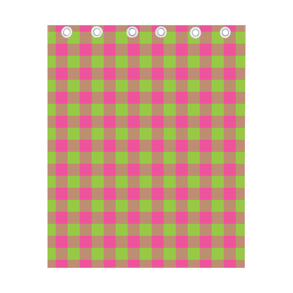 Pink And Green Buffalo Plaid Print Curtain