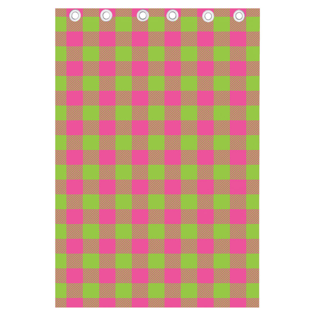 Pink And Green Buffalo Plaid Print Curtain