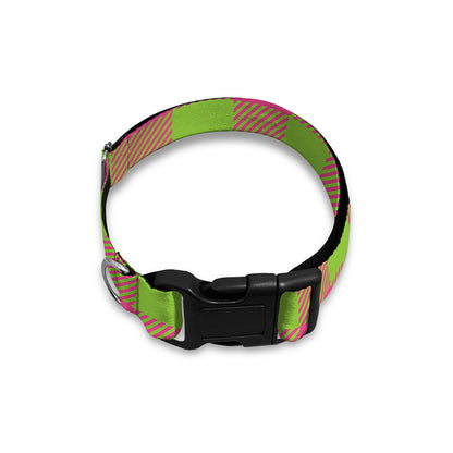 Pink And Green Buffalo Plaid Print Dog Collar