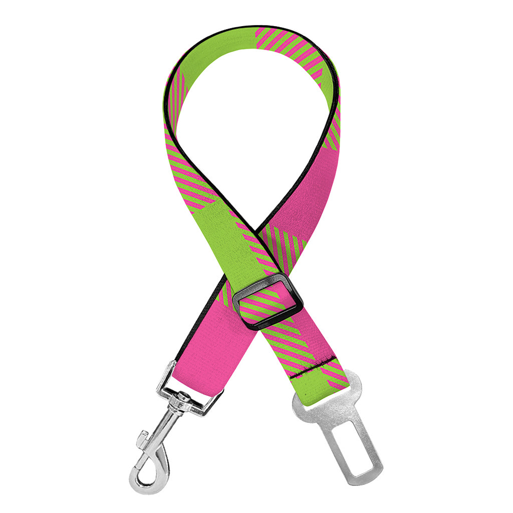 Pink And Green Buffalo Plaid Print Dog Seat Belt