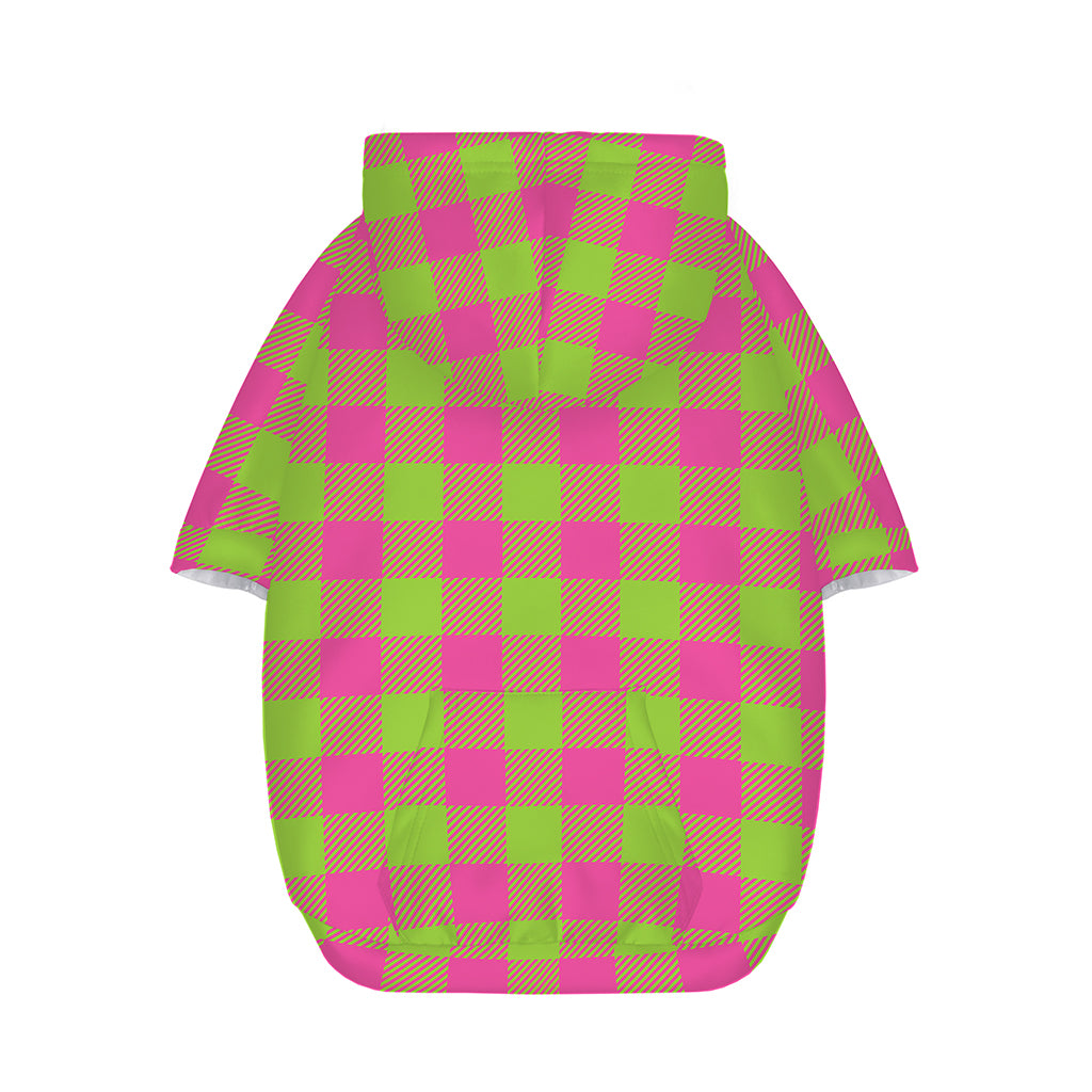 Pink And Green Buffalo Plaid Print Dog Zip Up Hoodie