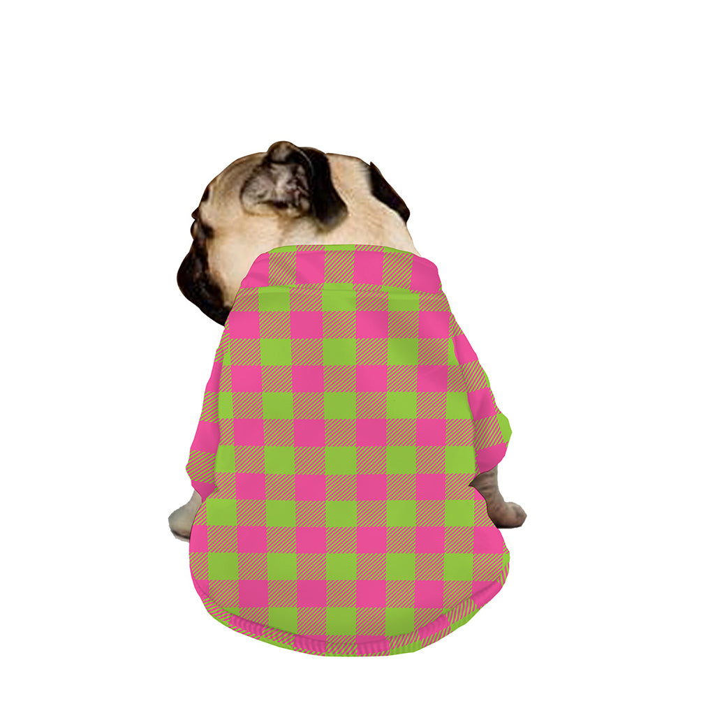 Pink And Green Buffalo Plaid Print Dog Zip Up Jacket