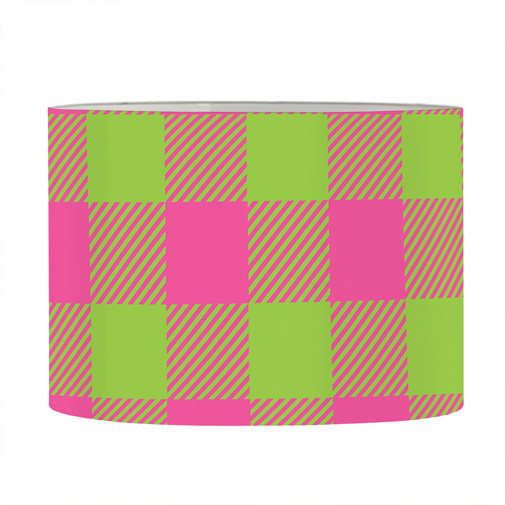 Pink And Green Buffalo Plaid Print Drum Lamp Shade