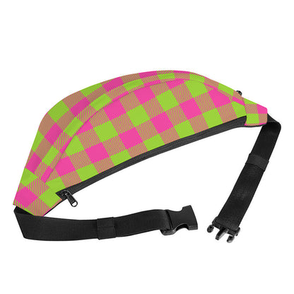 Pink And Green Buffalo Plaid Print Fanny Pack