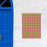 Pink And Green Buffalo Plaid Print Garden Flag