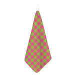 Pink And Green Buffalo Plaid Print Hand Towel