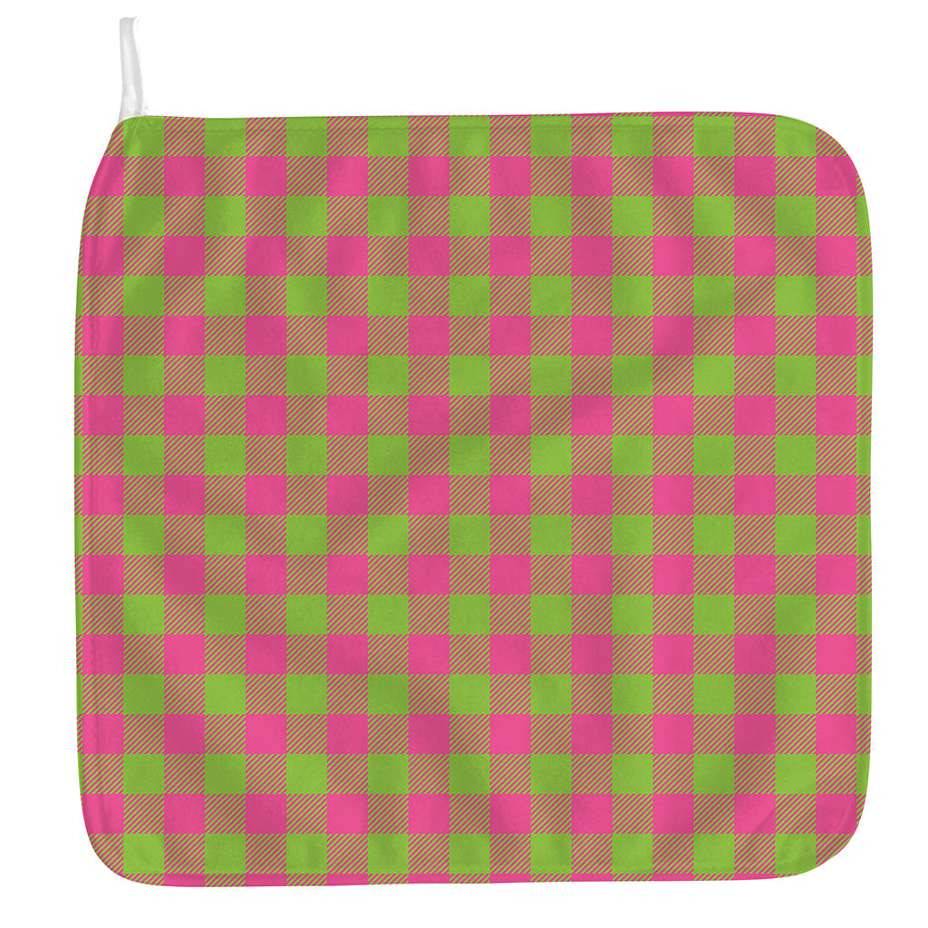 Pink And Green Buffalo Plaid Print Hand Towel