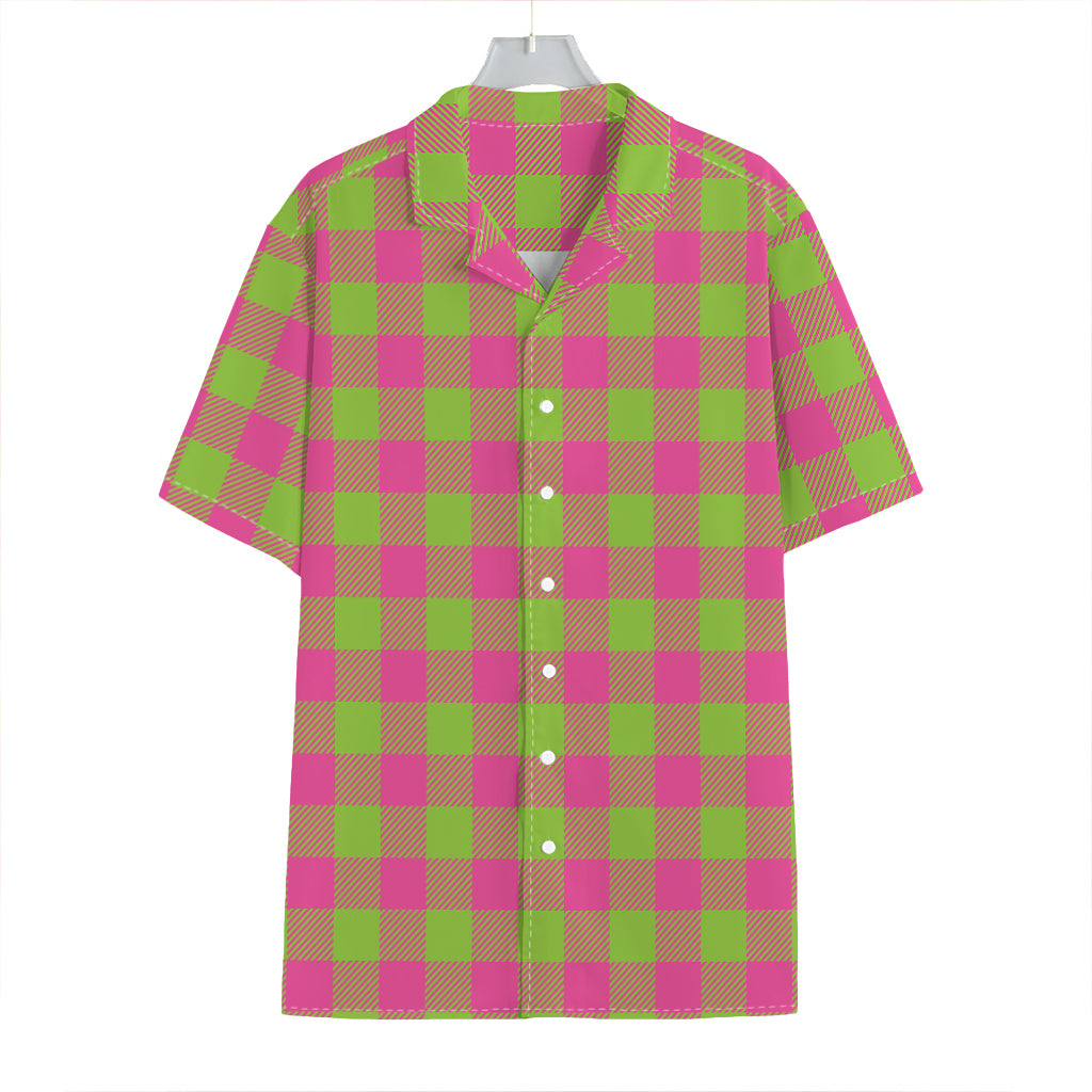 Pink And Green Buffalo Plaid Print Hawaiian Shirt