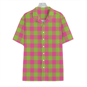 Pink And Green Buffalo Plaid Print Hawaiian Shirt