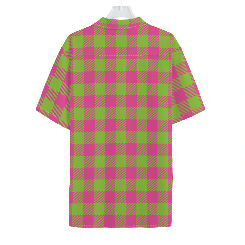 Pink And Green Buffalo Plaid Print Hawaiian Shirt