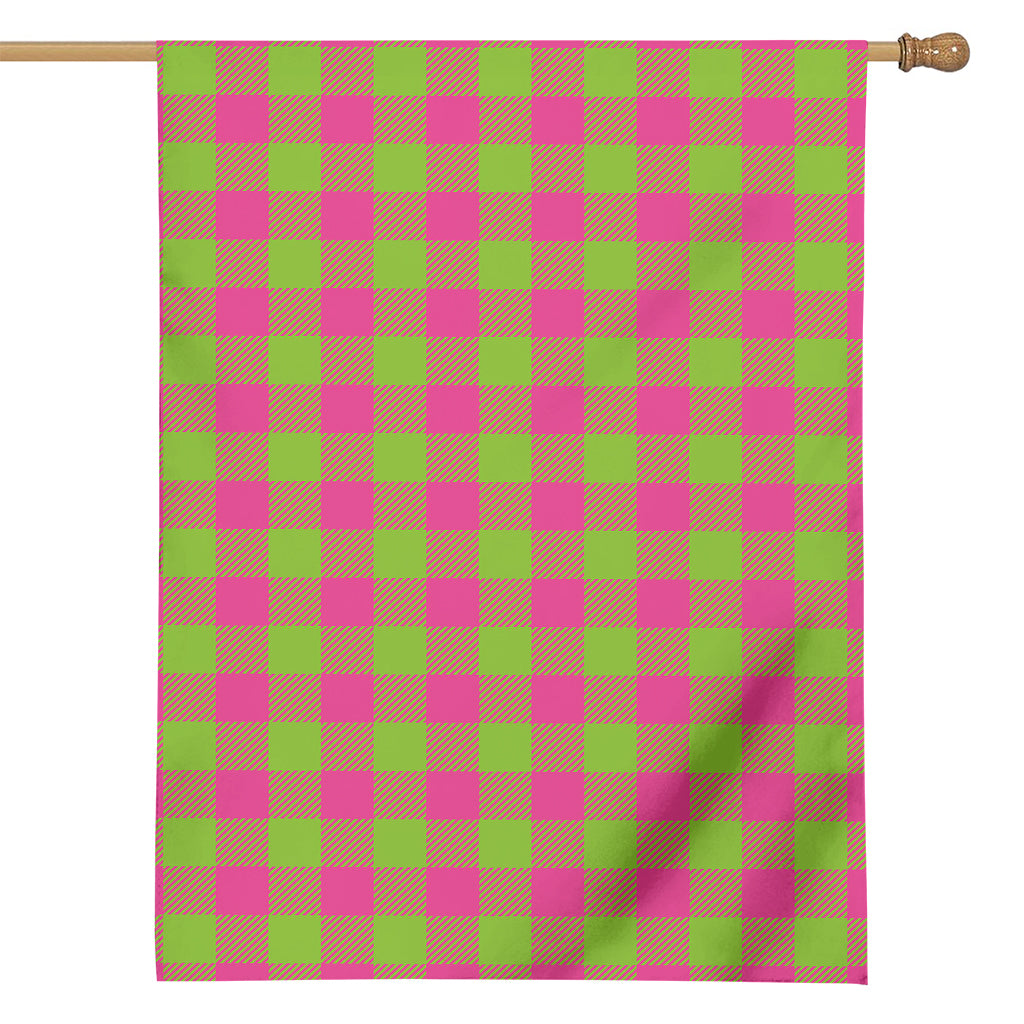 Pink And Green Buffalo Plaid Print House Flag