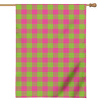 Pink And Green Buffalo Plaid Print House Flag