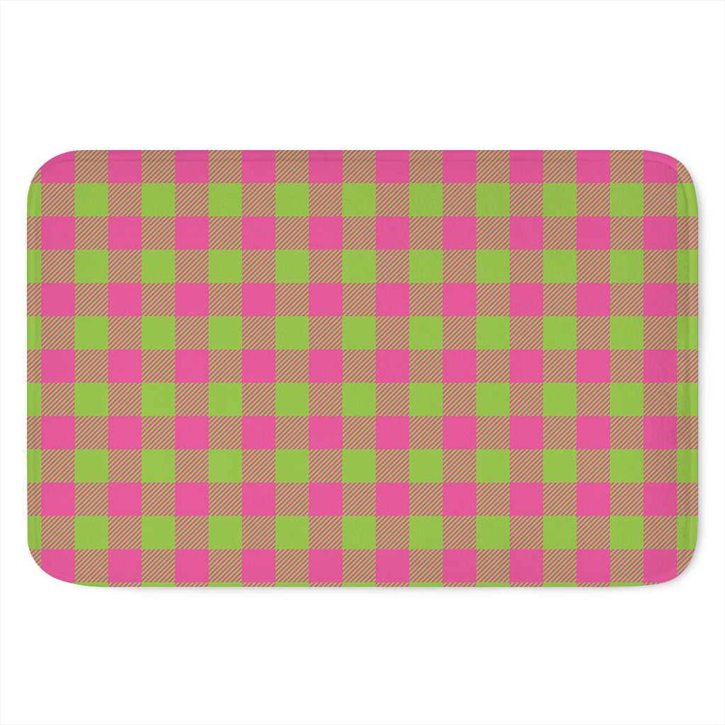 Pink And Green Buffalo Plaid Print Indoor Door Mat