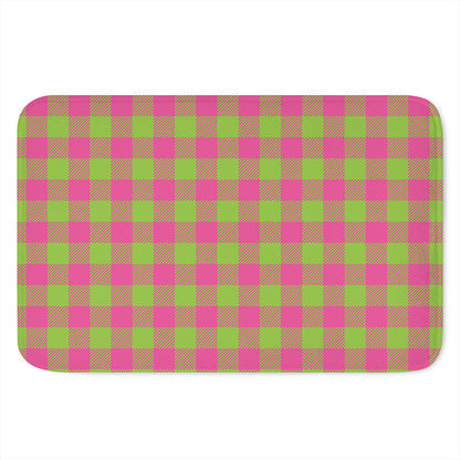 Pink And Green Buffalo Plaid Print Indoor Door Mat