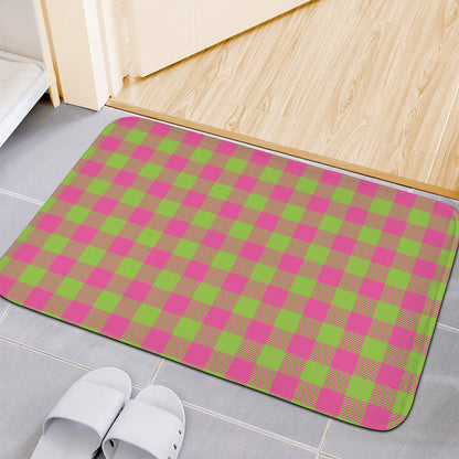 Pink And Green Buffalo Plaid Print Indoor Door Mat