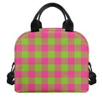 Pink And Green Buffalo Plaid Print Insulated Lunch Bag