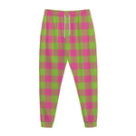 Pink And Green Buffalo Plaid Print Jogger Pants