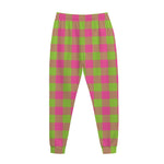 Pink And Green Buffalo Plaid Print Jogger Pants