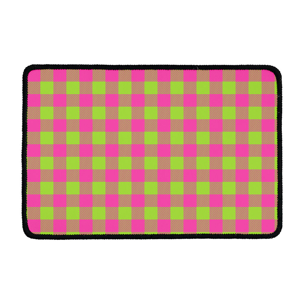 Pink And Green Buffalo Plaid Print Kitchen Mat