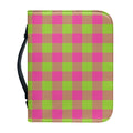 Pink And Green Buffalo Plaid Print Leather Bible Cover