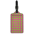 Pink And Green Buffalo Plaid Print Luggage Tag