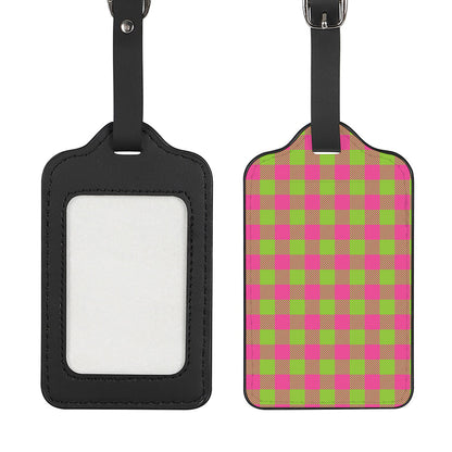 Pink And Green Buffalo Plaid Print Luggage Tag