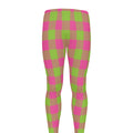 Pink And Green Buffalo Plaid Print Men's Leggings