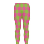 Pink And Green Buffalo Plaid Print Men's leggings