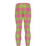 Pink And Green Buffalo Plaid Print Men's leggings