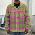 Pink And Green Buffalo Plaid Print Men's Shirt Jacket