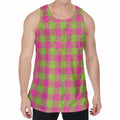 Pink And Green Buffalo Plaid Print Men's Velvet Tank Top