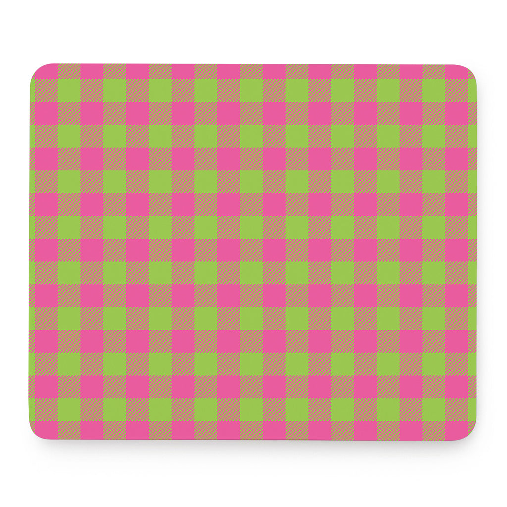 Pink And Green Buffalo Plaid Print Mouse Pad