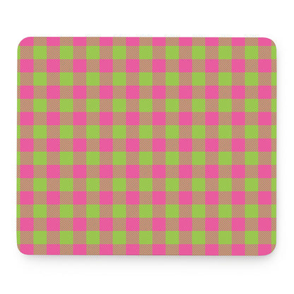 Pink And Green Buffalo Plaid Print Mouse Pad