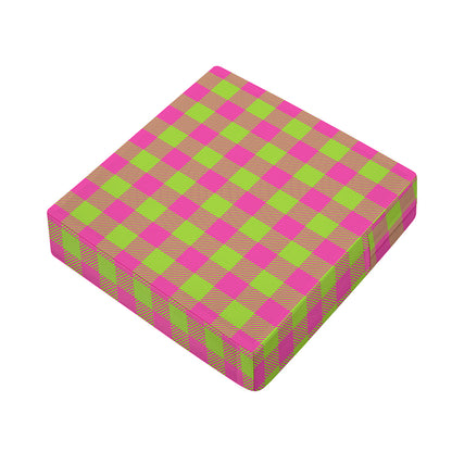 Pink And Green Buffalo Plaid Print Outdoor Seat Cushion Cover