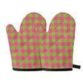 Pink And Green Buffalo Plaid Print Oven Mitts