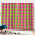 Pink And Green Buffalo Plaid Print Pencil Pleat Curtains
