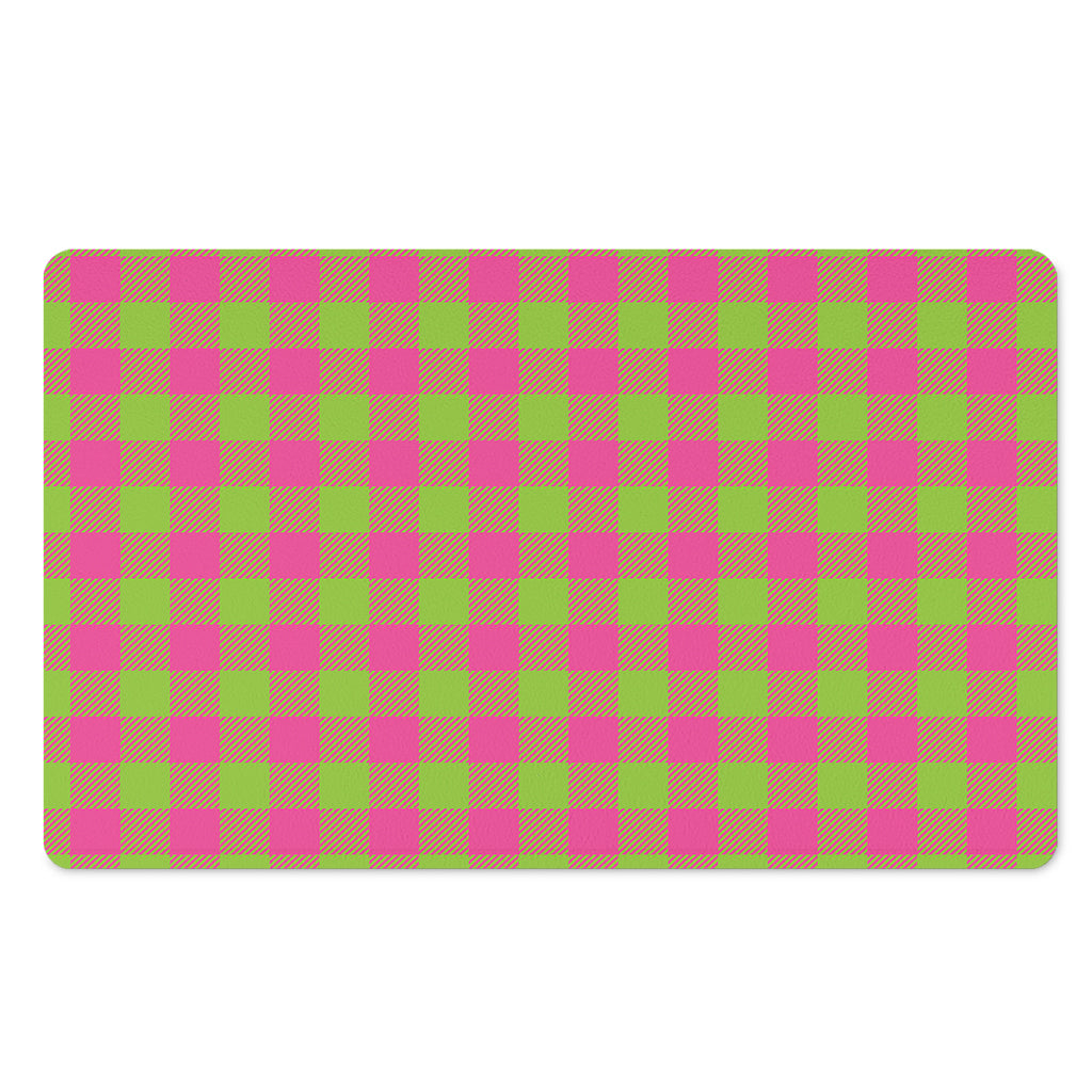 Pink And Green Buffalo Plaid Print Polyester Doormat