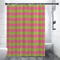 Pink And Green Buffalo Plaid Print Premium Shower Curtain