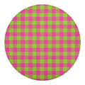 Pink And Green Buffalo Plaid Print Round Blanket