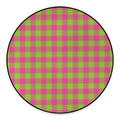 Pink And Green Buffalo Plaid Print Round Floor Mat