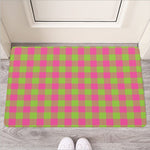 Pink And Green Buffalo Plaid Print Rubber Doormat