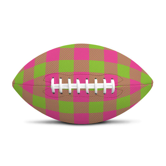 Pink And Green Buffalo Plaid Print Rugby Ball