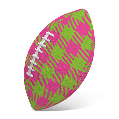 Pink And Green Buffalo Plaid Print Rugby Ball