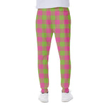 Pink And Green Buffalo Plaid Print Scuba Joggers