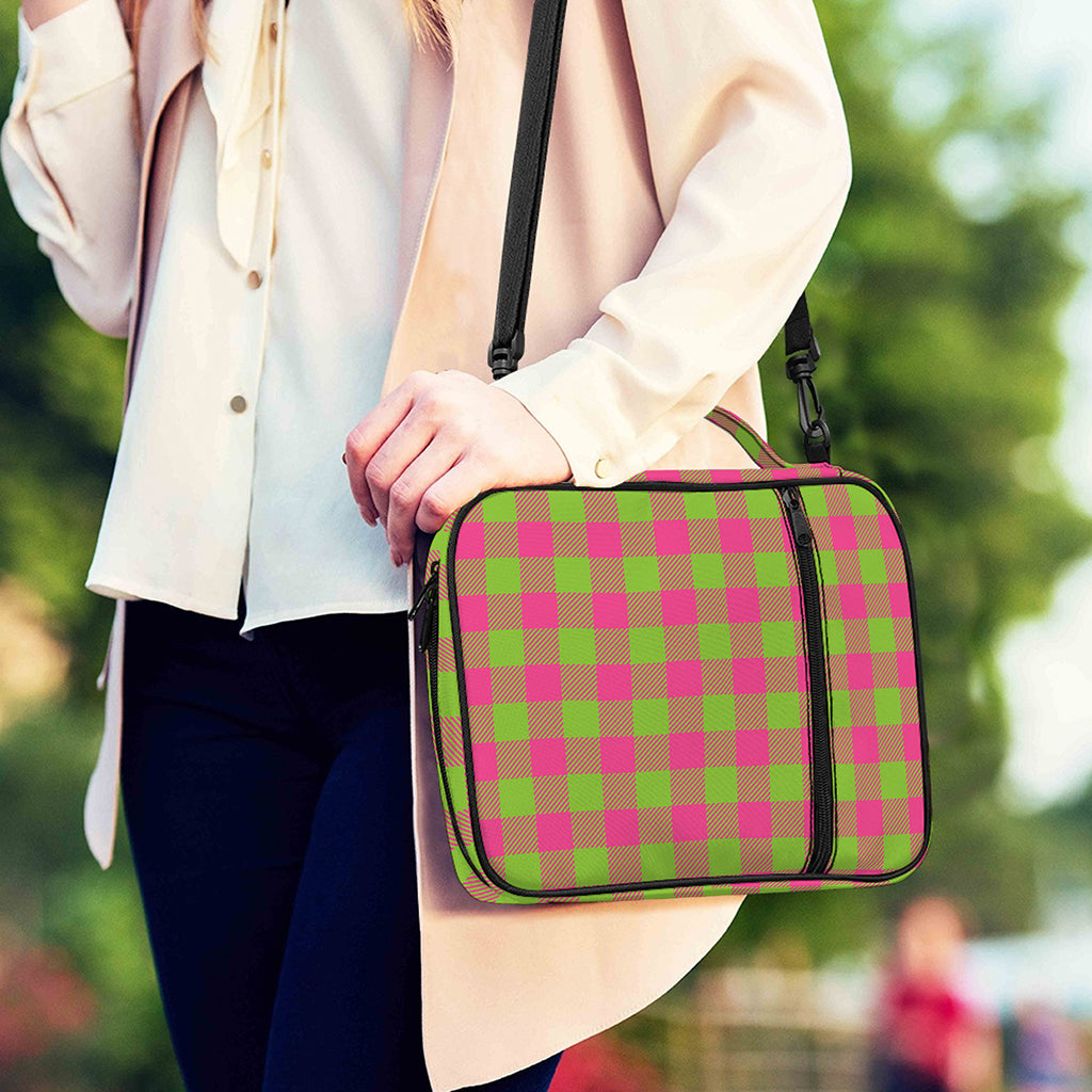 Pink And Green Buffalo Plaid Print Shoulder Strap Bible Bag