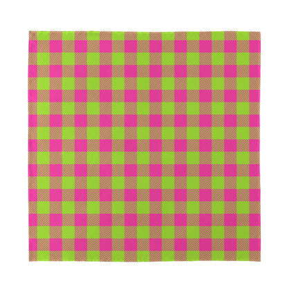 Pink And Green Buffalo Plaid Print Silk Bandana