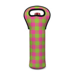 Pink And Green Buffalo Plaid Print Single Neoprene Wine Tote