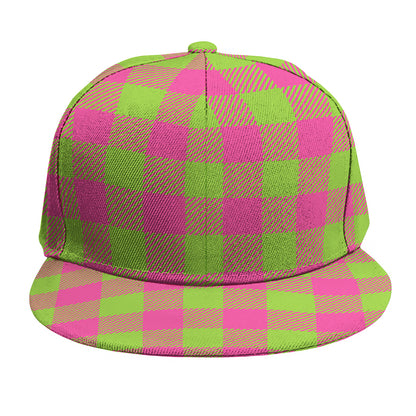Pink And Green Buffalo Plaid Print Snapback Cap