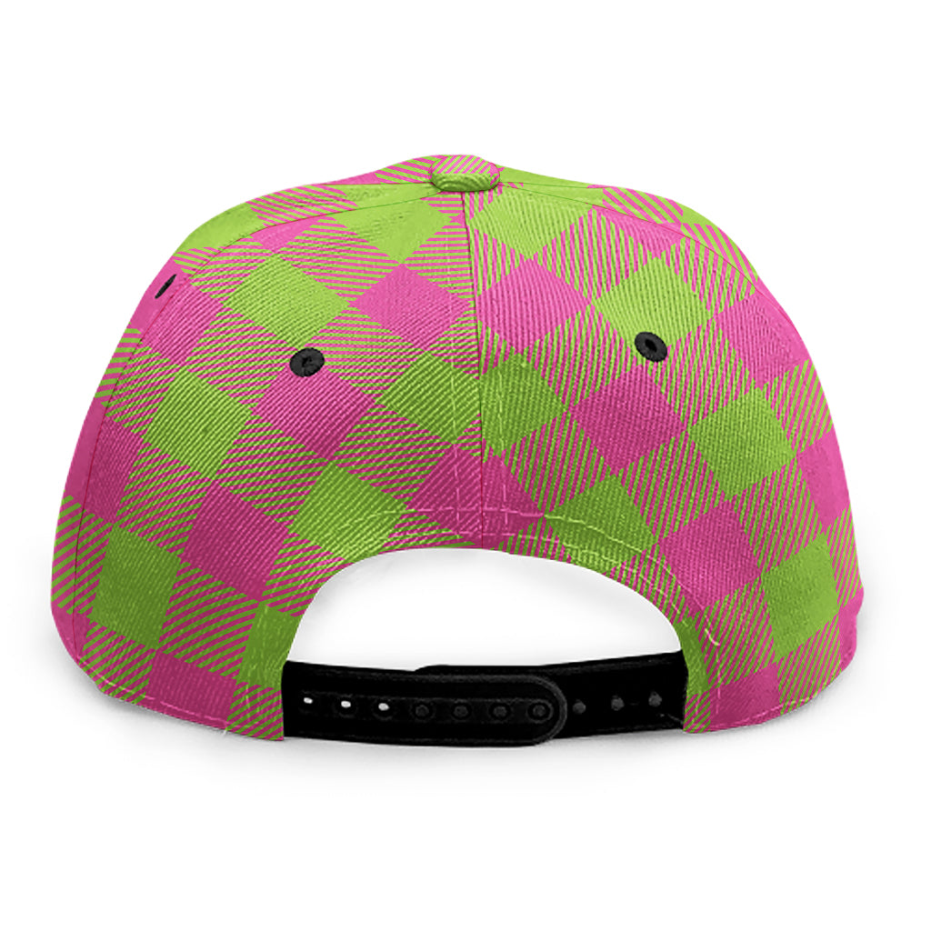 Pink And Green Buffalo Plaid Print Snapback Cap