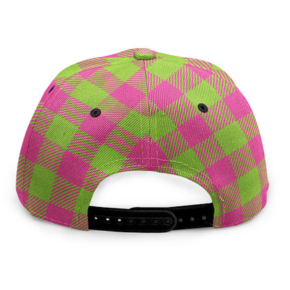 Pink And Green Buffalo Plaid Print Snapback Cap